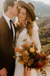 V Neck Long Sleeves Boho Chiffon Wedding Gown