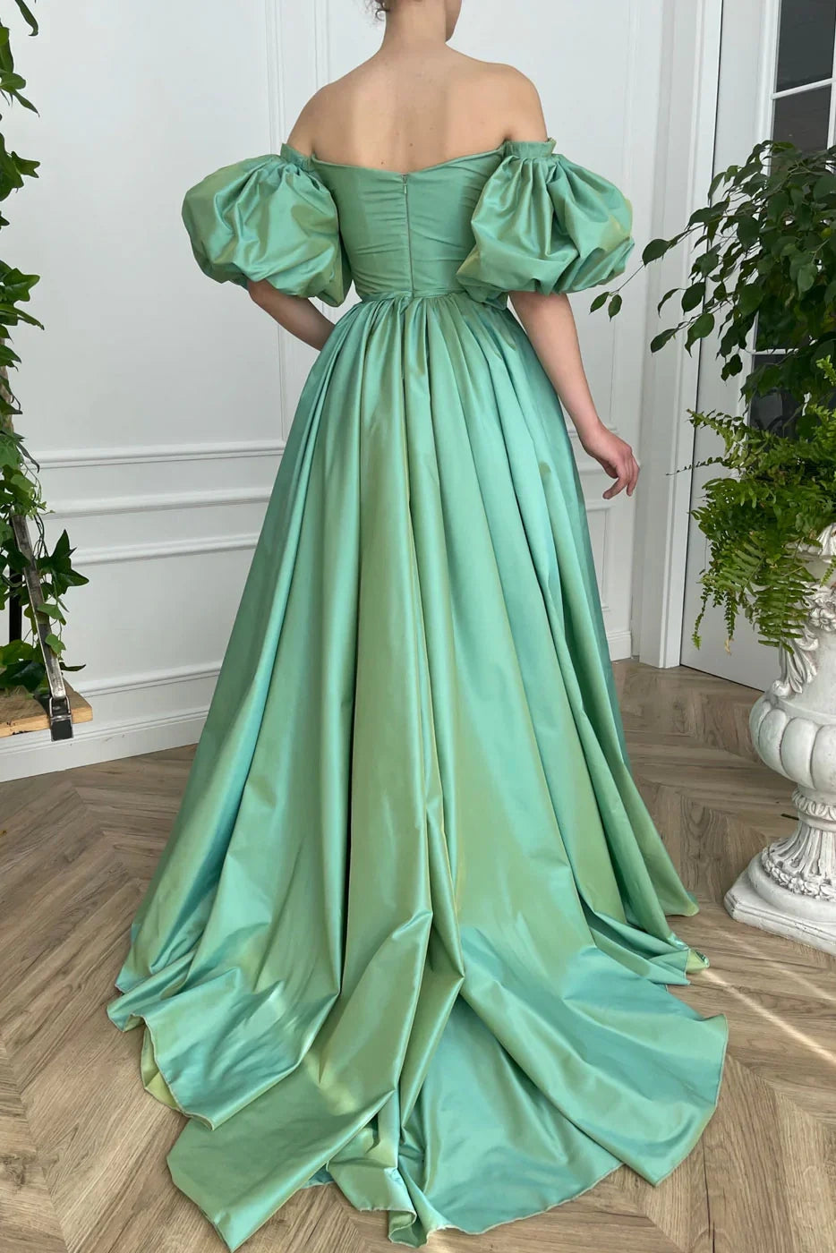 Sweetheart Long A Line Taffeta Prom Dress Slit TANYA BRIDAL Sweetheart Long A Line Taffeta Prom Dress Slit TANYA BRIDAL