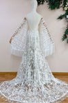 Flare Sleeve Wedding Dresses A Line Lace Tassel Vestido De Noivas Chic DW588