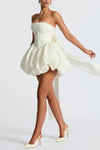 Strapless A Line Satin Homecoming Dress With Bow