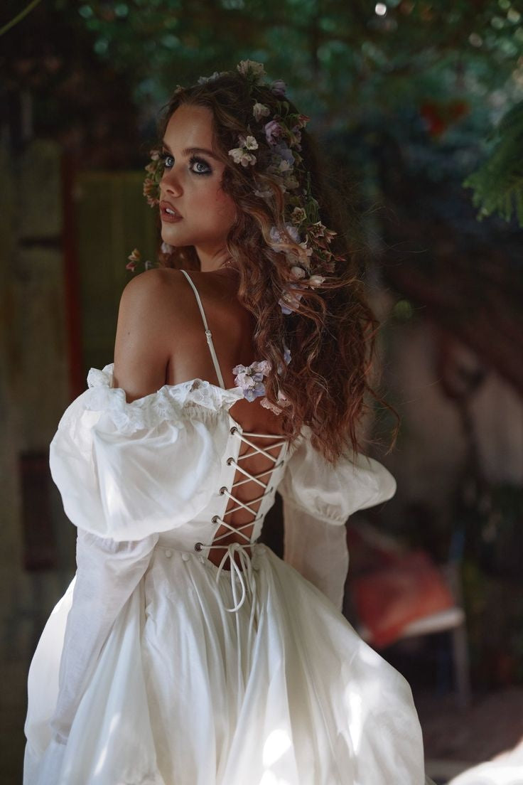 DZ9469 Elegant Long Taffeta Wedding Dress With Lace Edge TANYA BRIDAL DZ9469 Elegant Long Taffeta Wedding Dress With Lace Edge TANYA BRIDAL