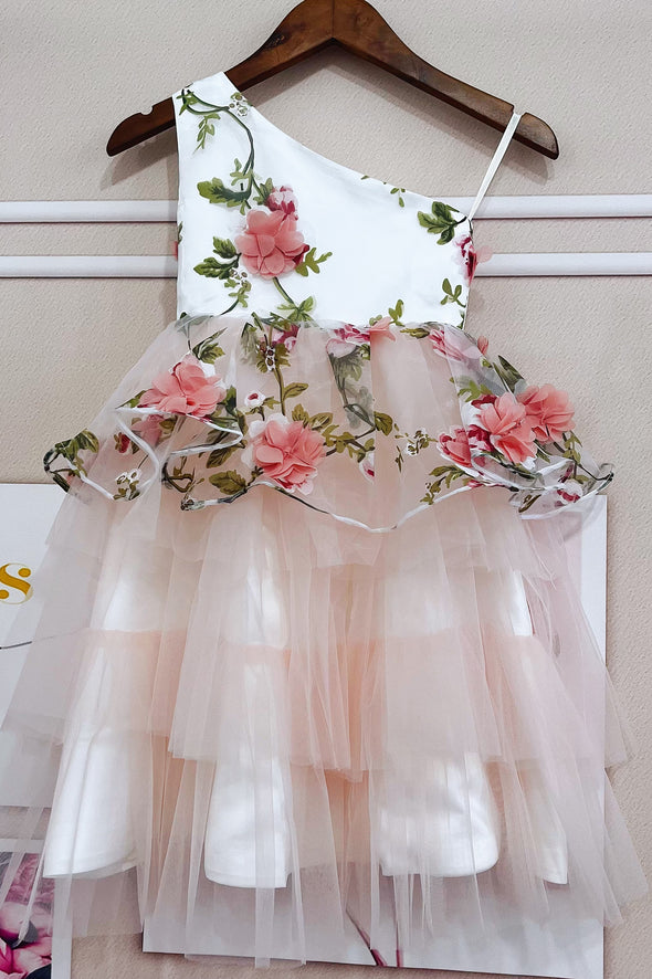 Floral Pink Flower Girl Dresses For Wedding Party Vestido Flores ZF096