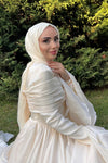 #DZ9445  Taffeta Muslim Wedding Dress Long Sleeves