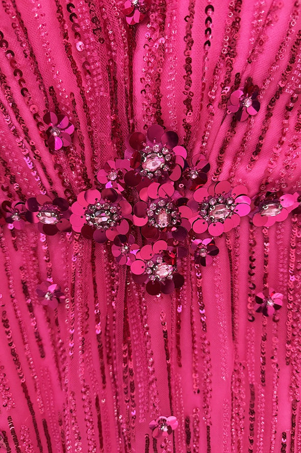 #DZ9392 Fuchsia And Mint Green Long Luxury Women Evening Gown