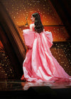 Pink Taffeta Fashion Bow Cape With Long Train  DJ203