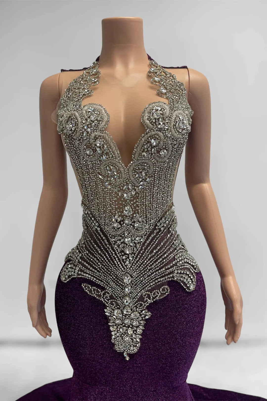 Purple Scoop Mermaid Prom Dress Sleeveless With Beadings Crystals – TANYA BRIDAL