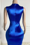 Royal Blue Sleeveless Mermaid Prom Dress Beadings With Zipper Back