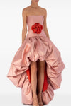 Pretty High Low Pink Prom Dress With Flower