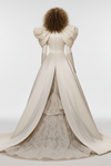 #DZ9301 Mikado Satin Ivory Long Wedding Evening Party Cape