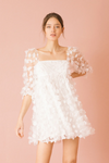 Short Mini A Line Homecoming Dress Square Neck 3D Flower