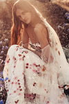 Colorful Flowers Embroidery Lace Wedding Dress
