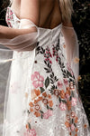 Colorful Flowers Embroidery Lace Wedding Dress