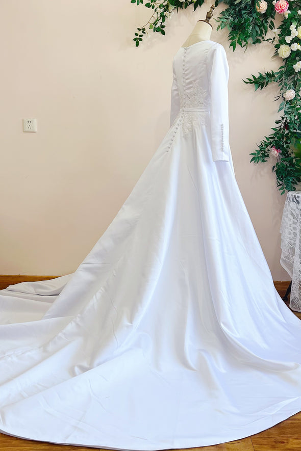 Vestido De Novia Long Sleeves Muslim Bridal Wedding Gown