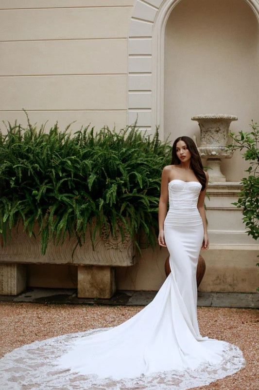 Chapel Train Wedding Dress With Luxury Wrap – TANYA BRIDAL