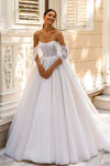 #LY9206 Off The Shoulder A Line Mesh Wedding Dress