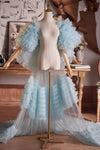 Baby Blue Tulle Performance Cape Luxury Runway Costumes Outfit