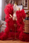 Red Plisse Tulle Performance Cape Runway Costumes Outfit