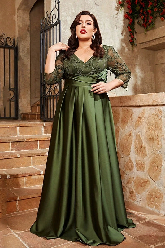DZ9450 Olive Green Big Size Lady Evening Dress – TANYA BRIDAL