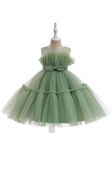 Avocado Green Cute Girls' Dress