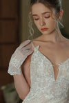 WG144 Elegant Lace Bridal Gloves Short Handmade Beads