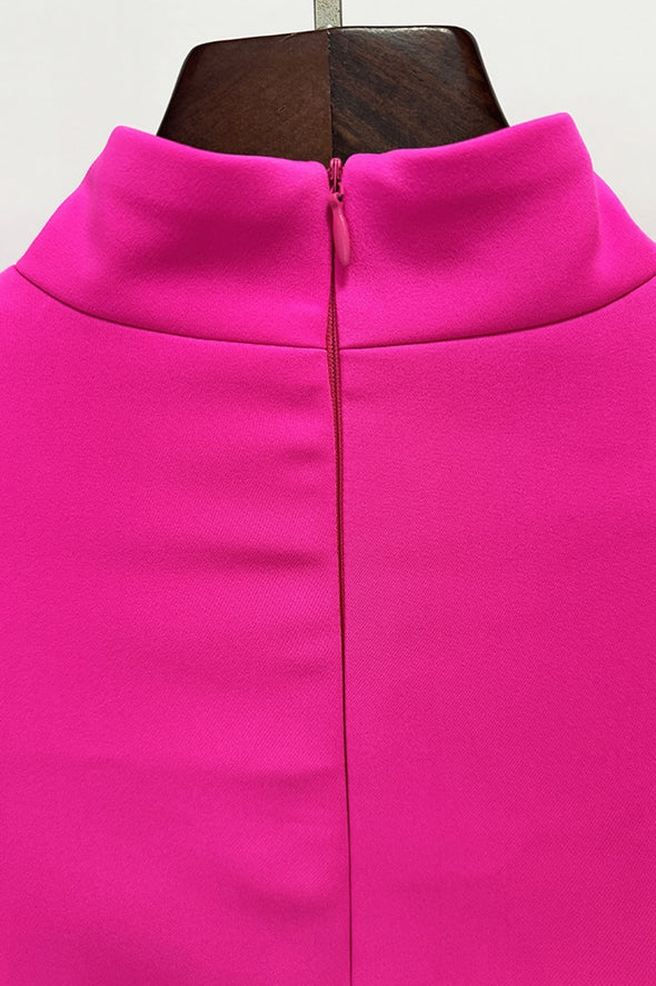 #DZ9384 Hot Pink Long Sleeves Women Event Gown