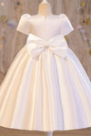 Rond Neck Short Sleeves Satin Flower Girl Dress