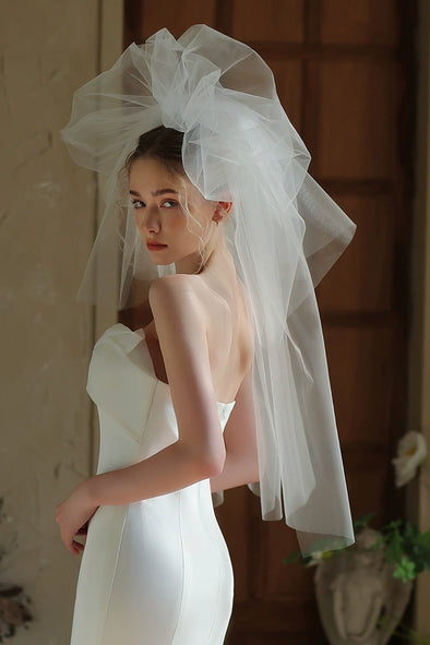 V382 multi-layer fluffy main wedding dress, bridal veil