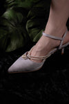 Modest Gray Lace Wedding Shoes High Heel With Pearl