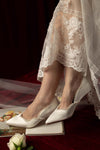 Silk Satin Pearl Wedding Shoes High Heel