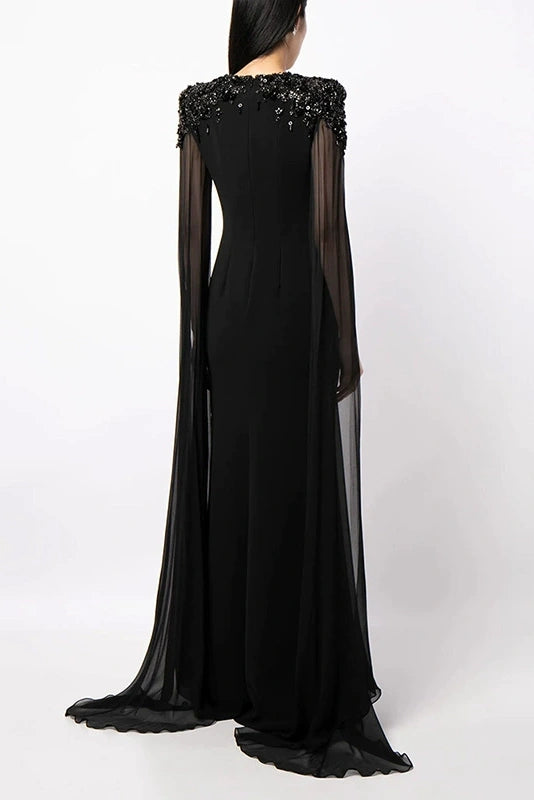 #DZ9381 Luxury Crystal Long Sleeves Evening Formal Dress