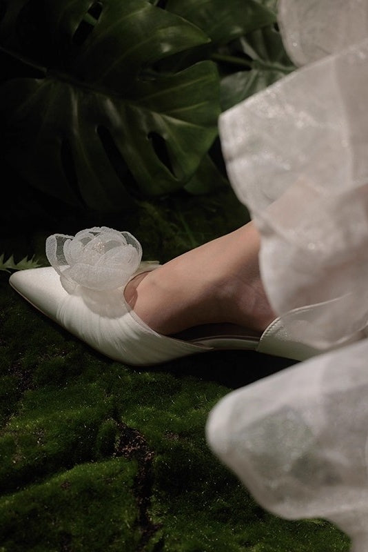 High Heel Wedding Bridesmaid Shoes With Camellia Flower