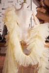 Light Yellow Plisse Tulle Performance Cape Runway Costumes Outfit
