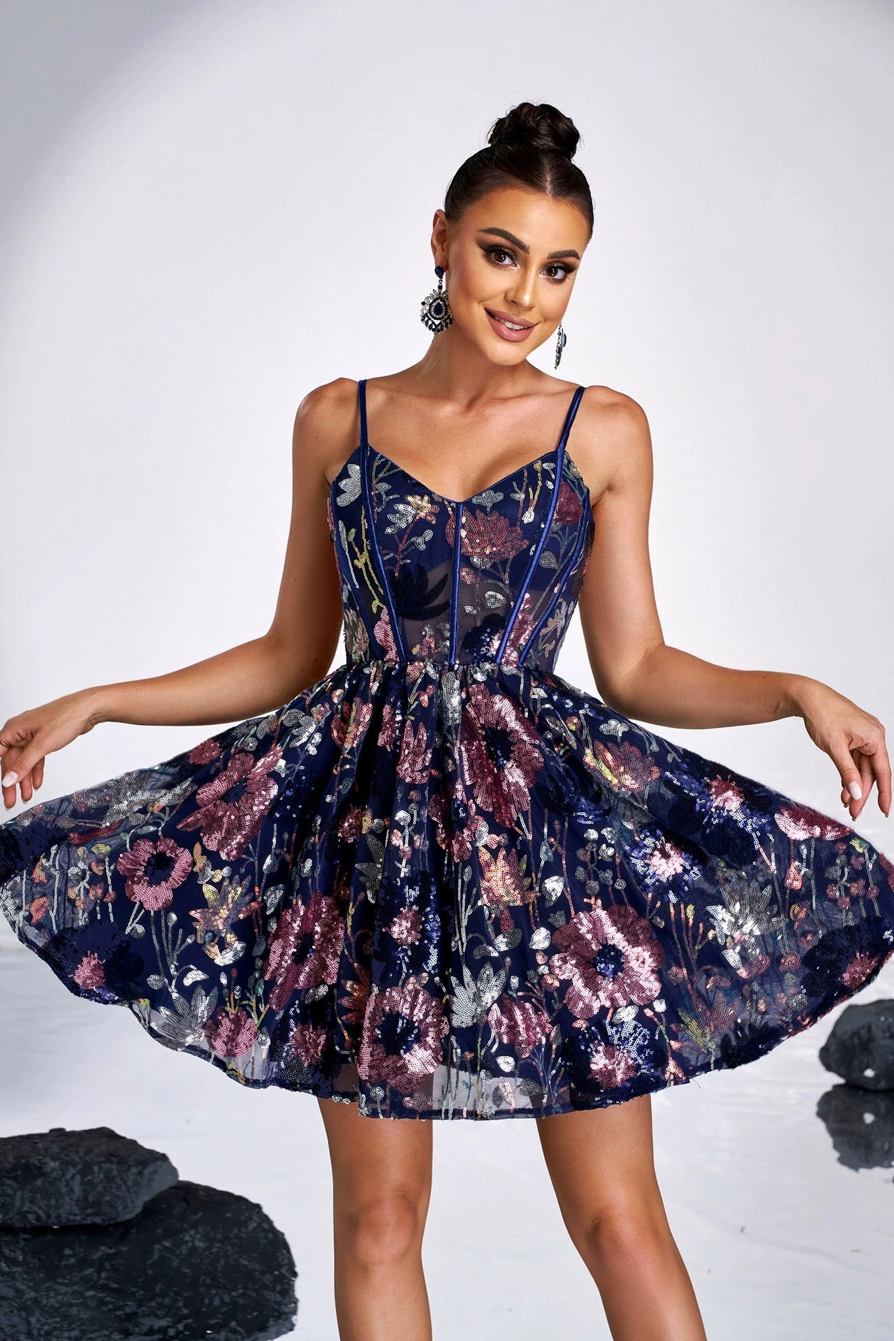 Bling Bling Sequins Colorful Cocktail Dress – TANYA BRIDAL