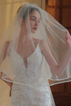 V395 long wedding dress, bride's veil, double-layer edging, 3 meters