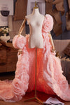 Pink Performance 3D Rose Flower Cape Luxury Runway Costumes Outfit