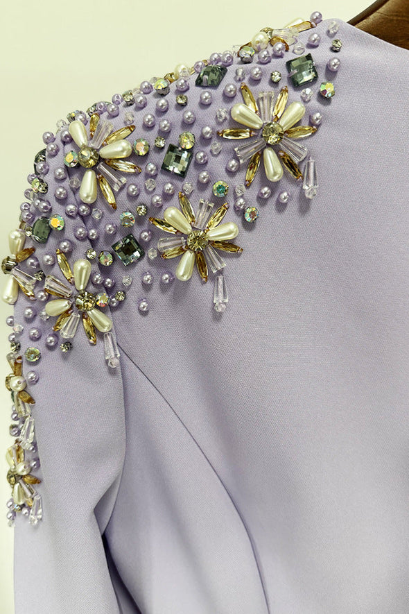 #DZ9396 Hand Beads Long Evening Dress Full Sleeves