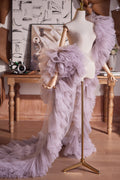 Lavender Plisse Tulle Performance Cape Runway Costumes Outfit