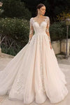 #LY9211 A Line Lace Sleeves Long Wedding Gown