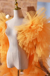 Orange Plisse Tulle Performance Cape Runway Costumes Outfit