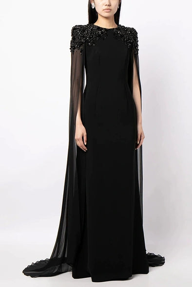 #DZ9381 Luxury Crystal Long Sleeves Evening Formal Dress