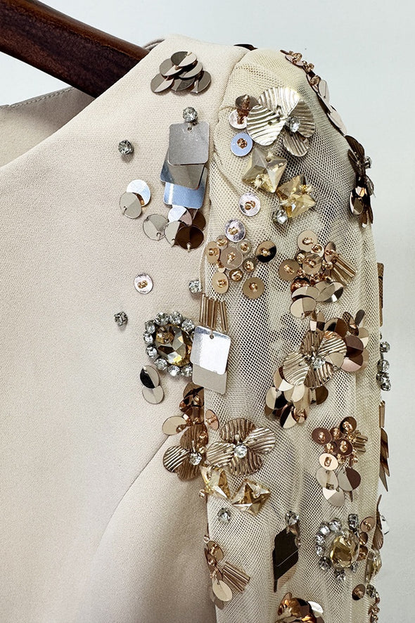 #DZ9382 Luxury Sequins Long Sleeves Evening Formal Dress