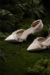 Silk Satin Wedding Shoes High Heel With Pearls