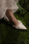 Silk Satin Wedding Shoes High Heel With Pearls