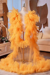 Orange Plisse Tulle Performance Cape Runway Costumes Outfit