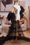 Little Flower Black Tulle Cape Fashion Runway Costumes Outfit