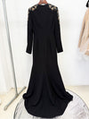 #DZ9396 Hand Beads Long Evening Dress Full Sleeves