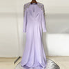 #DZ9396 Hand Beads Long Evening Dress Full Sleeves