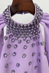 #DZ9385 Lavender Pink Long Sleeves Evening Dress