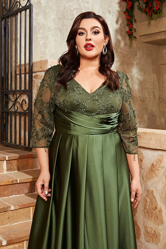 DZ9450 Olive Green Big Size Lady Evening Dress TANYA BRIDAL DZ9450 Olive Green Big Size Lady Evening Dress TANYA BRIDAL