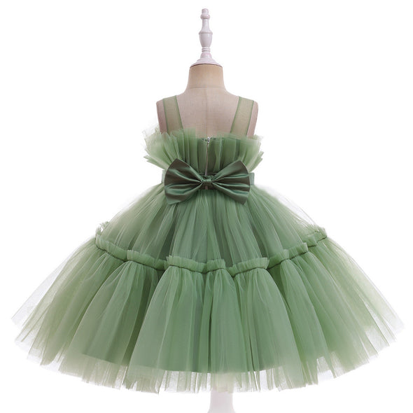 Avocado Green Cute Girls' Dress